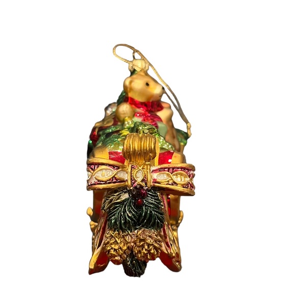 FITZ AND FLOYD Blown Glass Ornament Florentine Christmas Sleigh Toy Bag Teddy - Picture 6 of 6